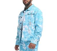 RANMCC Jeansjacke für Herren, schmale Passform, zerrissene Jeansjacke, Blau 3071, 4X-Large