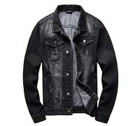 RANMCC Jeansjacke für Herren, schmale Passform, zerrissene Jeansjacke, Schwarz 2807, 4X-Large