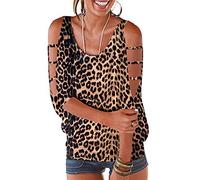 Ranphee T Shirt Kurzarm Frau Sommer Fledermausärmel Chic Bluse Kalt Bluse Baumwolle Weit Top Leopard S