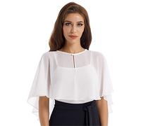 ranrann Damen Bolero Elegant Cape Umhang Schal Chiffon Stola Festlich Kurze Jacke Oberteil Sommer für Brautkleid Abendkleid Hochzeit Party