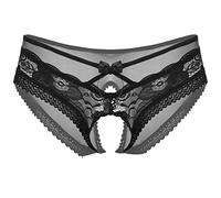 ranrann Herren Spitze Unterhose Hipster Panty Sissy Slip Höschen Dessous Sexy Unterwäsche Reizwäsche Lingerie Durchsichtig Schwarz B XL
