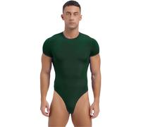ranrann Männer Body Kurzarm Unterhemd Shirt Eng Einteiler Bodysuit Stringbody Leotard Hohe Beinausschnitt Herren Unterwäsche Dessous
