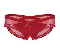 ranrann Männer Sissy Slip Dessous Unterhose Höschen im Schritt Offen Durchsichtig Unterwäsche Reizwäsche Crossdressing Outfit Low Rise A Rot L