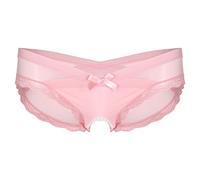 ranrann Männer Sissy Slip Dessous Unterhose Höschen im Schritt Offen Durchsichtig Unterwäsche Reizwäsche Crossdressing Outfit Low Rise A Rosa XL
