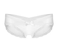 ranrann Männer Sissy Slip Dessous Unterhose Höschen im Schritt Offen Durchsichtig Unterwäsche Reizwäsche Crossdressing Outfit Low Rise A Weiß L