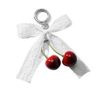 Ranuw Mehrzweck Love Cherrys Schleifenanhänger, tragbarer Schlüsselhalter für stilvolle Frauen, praktisches Taschenzubehör für den täglichen Gebrauch, modischer Schlüsselhalter