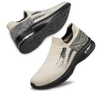 Raoendis Damen Slip On Sneakers Laufschuhe Fitnessschuhe Joggingschuhe Atmungsaktivem rutschfeste Nurse Schuhe für Arbeit und Alltag Beige 43