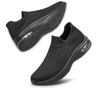 Raoendis Damen Slip On Sneakers Nurse Schuhe Fitnessschuhe Turnschuhe mit Luftpolster Atmungsaktive Sportschuhe Walking Jogging Outdoor Schwarz 42