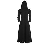 Raopuzi Herren Jacke Assassins Creed Kostüm Vintage Mittelalter Gothic Steampunk Kapuzenjacke Hoodie Mantel Parka Umhang Gewand Verkleidung (Schwarz, XXXL)