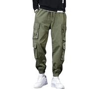 Raopuzi Herren Thermohosen Teddyfell Gefüttert Cargohose Warme Bequeme Sweatpants Haremshose Fleecehose Cargopants Jogginghose Thermo Winddicht Herren Thermohose Winter Lang Cargo Hose (Green, L)