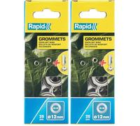 Rapid Ösen Set 12mm mit Scheiben, 25 Stk. inkl. Einschlagwerkzeug, für Plane und Stoffe, silberfarbig stahl (Packung mit 2)