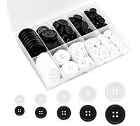 Rapidbok 160 Stück Knöpfe, Rund Nähen Harzknöpfe, Nähset Knöpfe, Schwarze und Weiße Knöpfe mit Aufbewahrungsbox (10,13,15,50,25 mm)