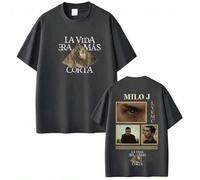 Rapper Milo J La Vida Era Mas Corta Album T Shirt Fans Gifts Men Women Hip Hop T-shirts Cotton Casual Short Sleeve T-shirts Tops