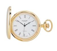 Rapport Full Hunter Taschenuhr 48 mm - Mechanische Taschenuhr in Gold, 17 Steine, Vintage-Stil, Zifferblatt mit römischen Ziffern, inklusive passender Kette für formelle Anlässe