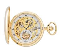 Rapport Vintage-Taschenuhr mit Kette, klassische Oxford-Taschenuhr mit Skelett-Zifferblatt, Gold, Klassisch