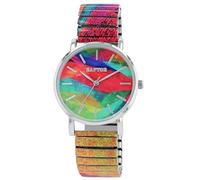 Raptor Ausgefallene Damenuhr Bunt Grün Regenbogen | Armbanduhr Damen außergewöhnlich mit Zugarmband | Besondere Damenarmbanduhr - Modische Uhr Frauen Senioren