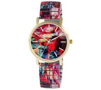 Raptor Colorful Edition Ausgefallene Damenuhr Bunt | Armbanduhr Damen außergewöhnlich mit Zugarmband | Besondere Damenarmbanduhr - Modische Uhr Frauen Senioren (Rot)