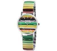 Raptor Colorful Edition Ausgefallene Damenuhr Bunt | Armbanduhr Damen außergewöhnlich mit Zugarmband | Besondere Damenarmbanduhr - Modische Uhr Frauen Senioren (grün/gelb)