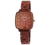 Raptor Damen-Uhr Holz eckig Natur Faltschließe Datum Analog Quarz RA10213 (Padoukholz)