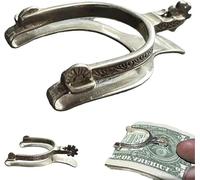 Rare Vintage Western Spur Silver Money Clip,Creative Metal Spur Cash Holder with Carved Decoration, Retro Spur-Shaped Bill Holder Cash Clip for Men Women, Unique Horse Lovers Gift (1 Pcs)