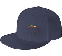 Rasta Lion of Judah Flat Brim Baseball Cap Herren Damen Verstellbare Mütze Schwarz, Fotofarbe, One size