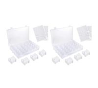 Rastapulz 2X 36 Gitter Kunststoff Stickerei Organizer Box & 100 Zahnseide Spulen & 4 Stück Zahnseide Nummern Aufkleber für Nähen Aufbewahrung