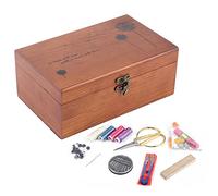 RASTKY Exquisiter Kleiner Nähkästchen-Organizer mit Taraxacum-Muster, Langlebiges Kiefernholzmaterial für Nadeln und Werkzeuge, Tischdekoration (Kiefer 2)