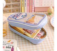 RASTKY Niedliches, Durchsichtiges Federmäppchen mit Großer Kapazität für Mädchen, Interessantes Design, Multifunktional, für Studenten und Jugendliche, PU + PVC, 11,5 X 5, X