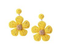 Rattan-Ohrringe für Frauen, Raffia-Blume, Boho-Ohrringe, handgefertigt, Statement, Quaste, Strohohrringe, Sommer, Strand, Schmuck, Geschenk für Mädchen