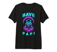 Rave Papi EDM Music Festival Trippy Astronaut Halbmond Premium T-Shirt