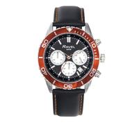 Ravel Plus - Silberfarbene Herren-Chronographen-Sportuhr (42 mm) mit Unidirektionaler Drehbarer Lünette - 50m Wasserdicht - Japanischer Analogquarz - RP.CHR.006M - Schwarz/Orange Lünette
