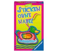 Ravensburger Reisespiel Sticken ohne Nadel - Kinderspiel ab 3 Jahre | Spiel für 1-4 Spieler, Mitbringspiel in kompaktem Reiseformat, Mit bunter Wolle, Geschenk für Jungen und Mädchen