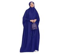 Ravent Damen Kleid Muslimisches Einteiliges Gebetskleid für Damen Abaya Kleid Islamischer Naher Osten Dubai Türkei Maxi Abaya Kaftan mit Hijab Kleid in voller Länge, Dunkelblau