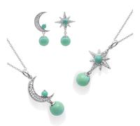 Ravishing Impressions 3-teiliges Schmuckset Mond und Stern, Halskette mit Geburtsstein Dezember, Ohrringe aus 925er Sterlingsilber, Türkis-Anhänger, feiner Schmuck, Geschenk zum Geburtstag Jahrestag