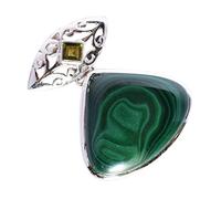 Ravishing Impressions Halskette mit Anhänger aus Malachit und Peridot aus 925er Sterlingsilber, grüne quadratische Edelsteine und Birne