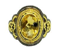 Ravishing Impressions Jewellery Natürlicher Citrin November Geburtsstein 925 Sterling Silber Schwarz Rhodium Plated Hochzeit Promise Designer Ring für Mädchen, Stein, Citrin,