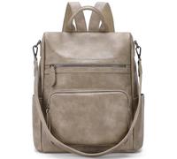 RAVUO Damen Rucksack, Leder Anti Diebstahl Rucksackhandtaschen 2 in 1 Handtasche Elegant Cityrucksack Mittelgroß Khaki