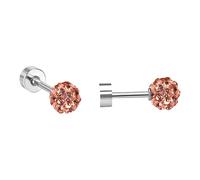 Ravza Ohrstecker mit 4 mm Ø Zirkon Kugel - Edelstahl (Gold/Silber - 18K vergoldet) - Beige , Silber