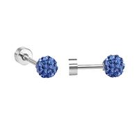 Ravza Ohrstecker mit 4 mm Ø Zirkon Kugel - Edelstahl (Gold/Silber - 18K vergoldet) - Blau , Silber