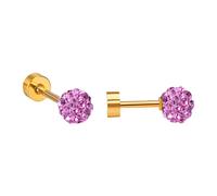 Ravza Ohrstecker mit 4 mm Ø Zirkon Kugel - Edelstahl (Gold/Silber - 18K vergoldet) - Helllila , Gold