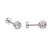 Ravza Ohrstecker mit 4 mm Ø Zirkon Kugel - Edelstahl (Gold/Silber - 18K vergoldet) - Kristall , Silber