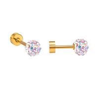 Ravza Ohrstecker mit 4 mm Ø Zirkon Kugel - Edelstahl (Gold/Silber - 18K vergoldet) - Nordlicht , Gold