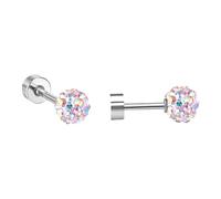 Ravza Ohrstecker mit 4 mm Ø Zirkon Kugel - Edelstahl (Gold/Silber - 18K vergoldet) - Nordlicht , Silber