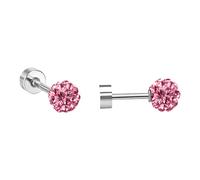Ravza Ohrstecker mit 4 mm Ø Zirkon Kugel - Edelstahl (Gold/Silber - 18K vergoldet) - Rosa , Silber