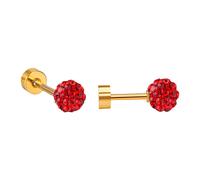 Ravza Ohrstecker mit 4 mm Ø Zirkon Kugel - Edelstahl (Gold/Silber - 18K vergoldet) - Rot , Gold