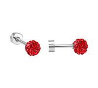 Ravza Ohrstecker mit 4 mm Ø Zirkon Kugel - Edelstahl (Gold/Silber - 18K vergoldet) - Rot , Silber