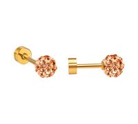 Ravza Ohrstecker mit 4 mm Ø Zirkon Kugel - Edelstahl (Gold/Silber - 18K vergoldet) - Sand , Gold