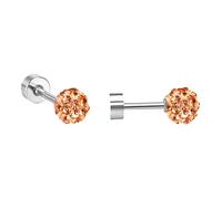 Ravza Ohrstecker mit 4 mm Ø Zirkon Kugel - Edelstahl (Gold/Silber - 18K vergoldet) - Sand , Silber