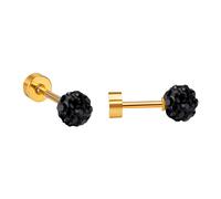 Ravza Ohrstecker mit 4 mm Ø Zirkon Kugel - Edelstahl (Gold/Silber - 18K vergoldet) - Schwarz , Gold