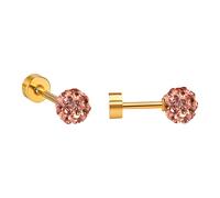 Ravza Ohrstecker mit 6 mm Ø Zirkon Kugel - Edelstahl (Gold/Silber - 18K vergoldet) - Beige , Gold